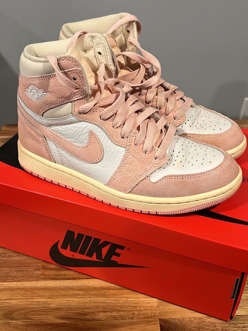 Nike Air Jordan 1 High Pink and White Women's Sneakers
